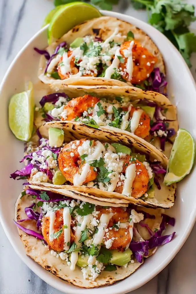 Shrimp Tacos with Lime Cream Sauce Recipe