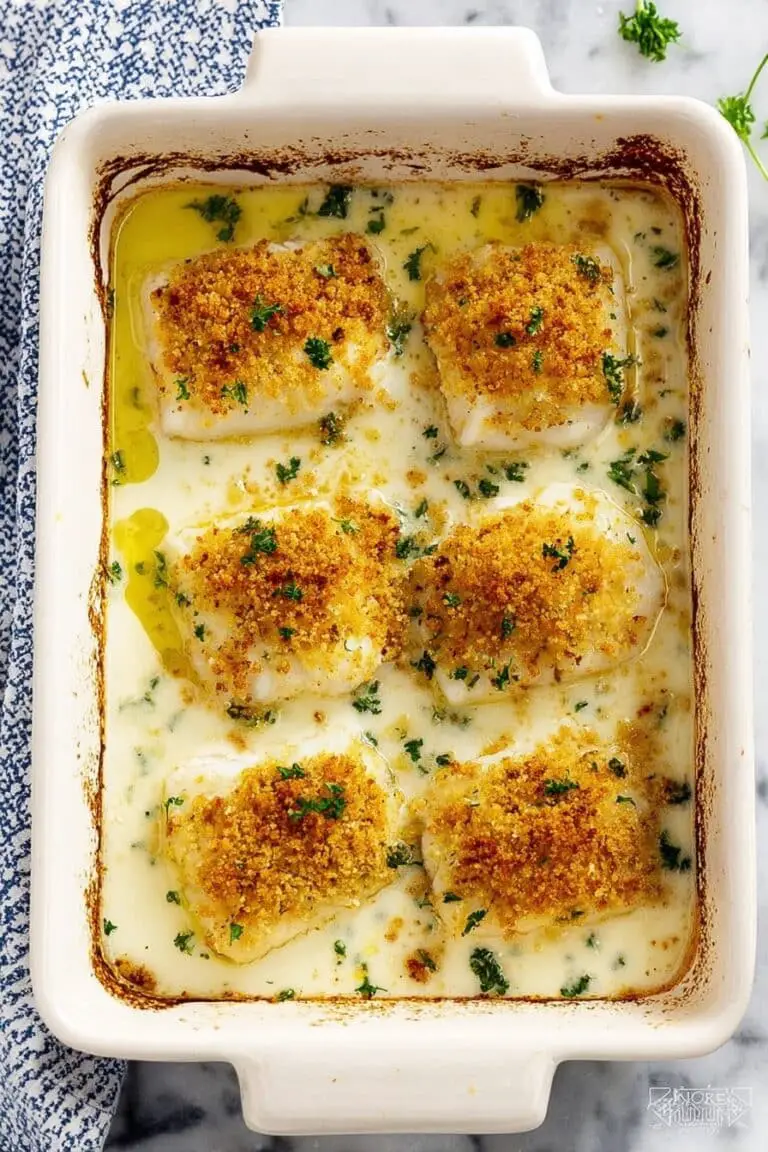 Creamy Baked Cod with Garlic Sauce Recipe