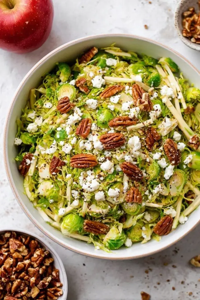 Fall Brussels Sprout Salad with Apple and Blue Cheese Recipe