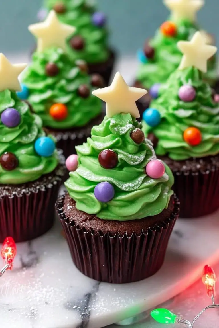 Christmas Tree Cupcakes with Chocolate and Vanilla Frosting Recipe