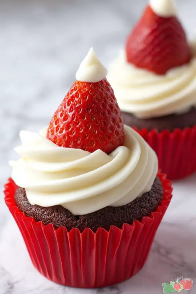 Strawberry Santa Hat Cupcakes Recipe